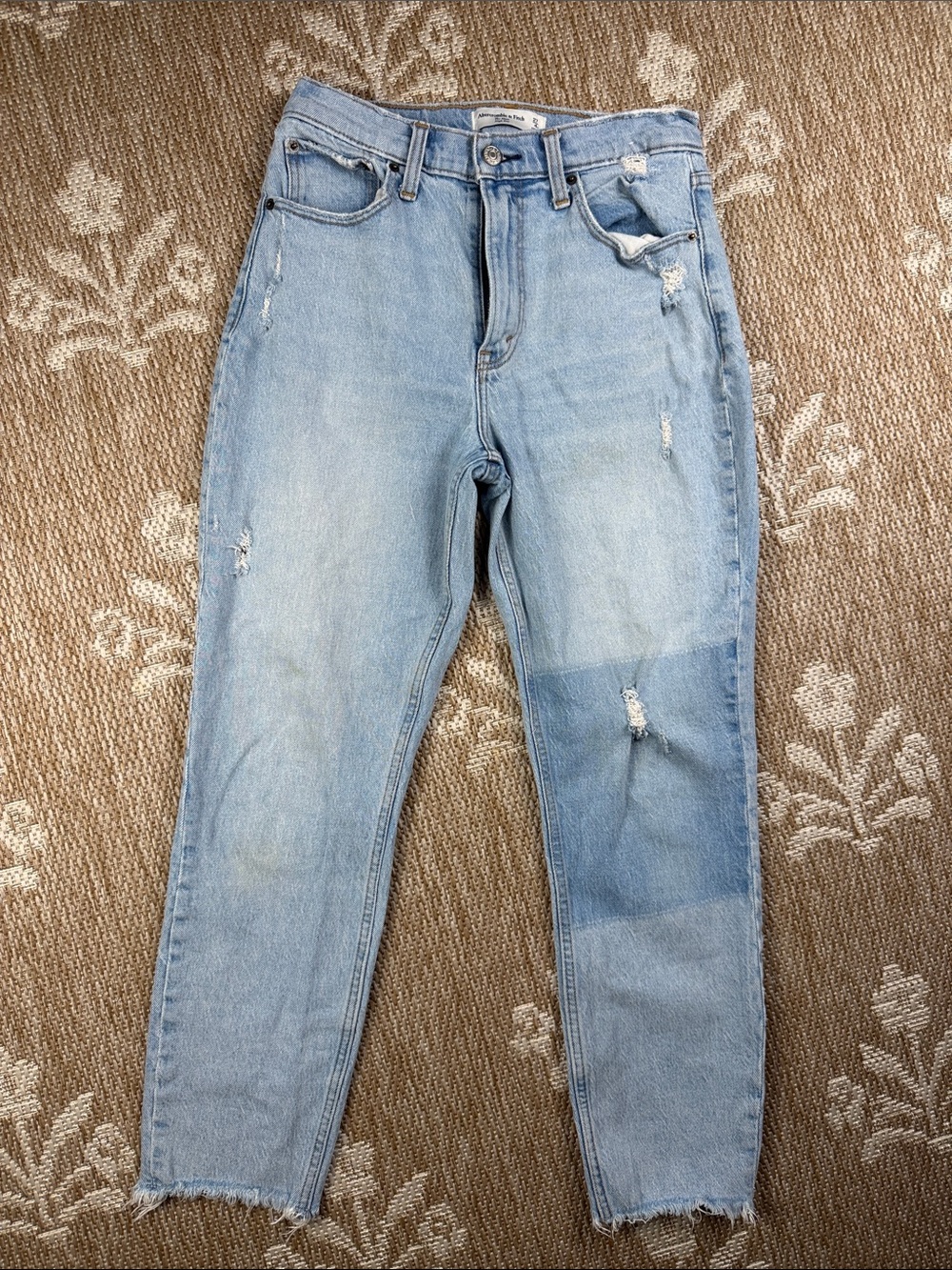 Abercrombie & Fitch Light Blue Distressed Boyfriend Jeans